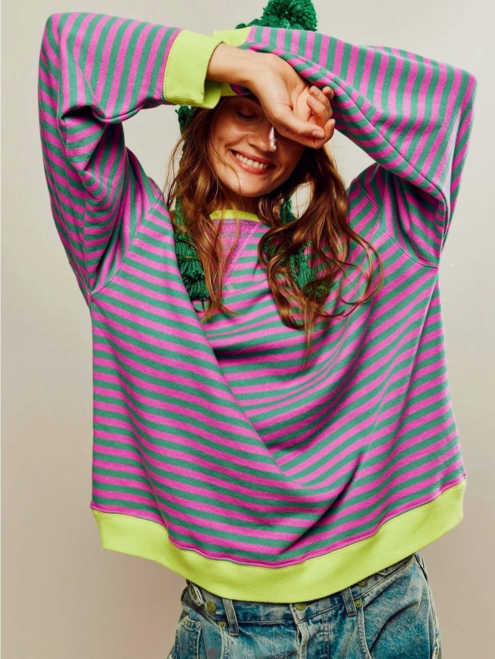 We The Free Classic Stripe Crewneck Sweatshirt Size Xsmall